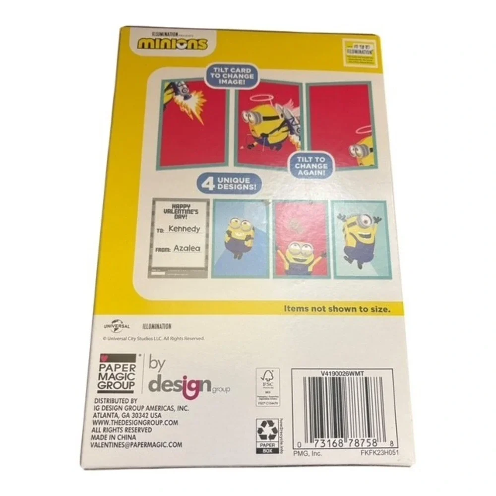 Despicable Me Minions 16 Lenticular Valentines Cards 4 Designs
